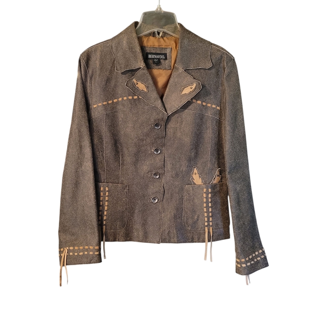 Bernardo distressed leather western jacket - L O14